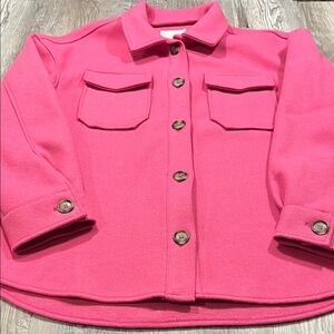 Avec Les Filles Vibrant Pink Button-Up Jacket Size Large